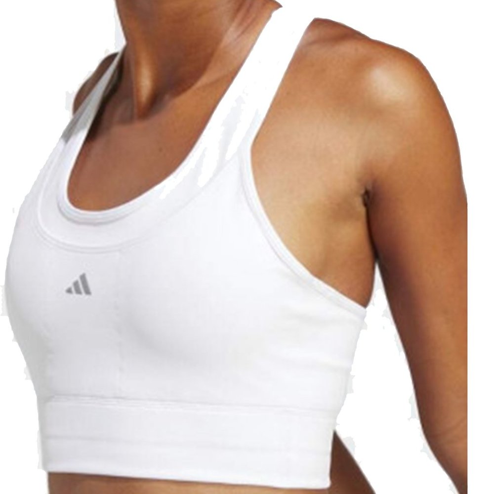 Adidas Women's White Sport Support Running Pocket Bra